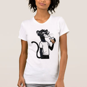 Cool Panther Graphic Tee – Funny Bubble Tea Shirt