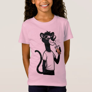 Cool Panther Graphic Tee – Funny Bubble Tea Shirt