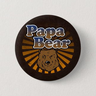 Cool Papa Bear, Brown/Blue/Gold Dad Gift 6 Cm Round Badge