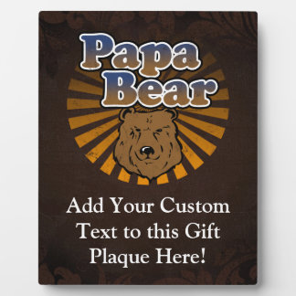 Cool Papa Bear, Brown/Blue/Gold Dad Gift Plaque