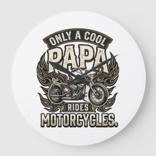 Cool Papa Motorcycle Vintage Biker Large Clock