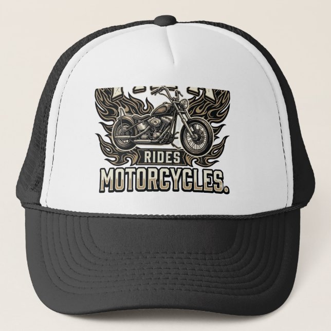 Cool Papa Motorcycle Vintage Biker Trucker Hat (Front)