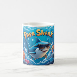 Cool Papa Shark Cartoon Design Coffee Mug