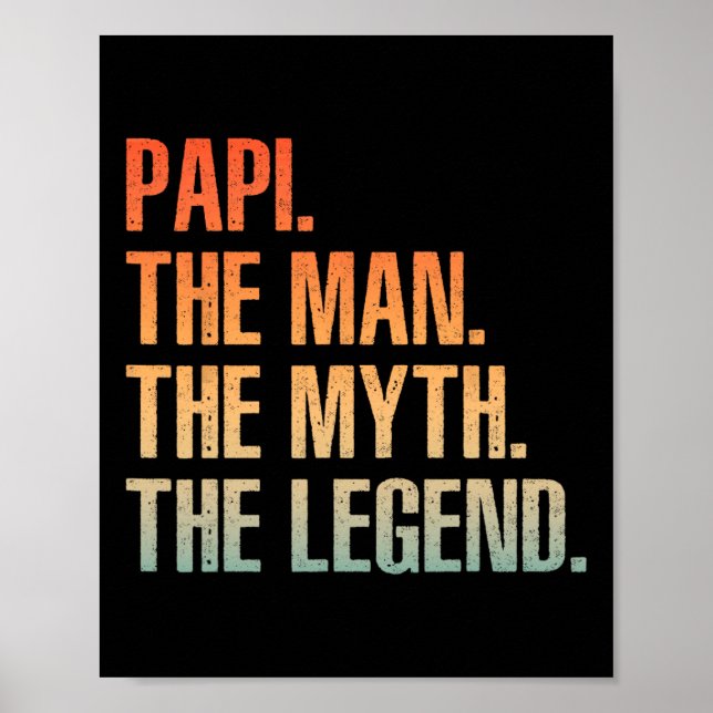 Cool Papi For Men Dad Grandpa Man Myth Legend Fath Poster (Front)