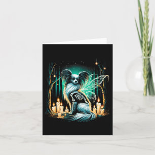 Cool Papillon Dog Skeleton Halloween Dog Mum Dad C Card