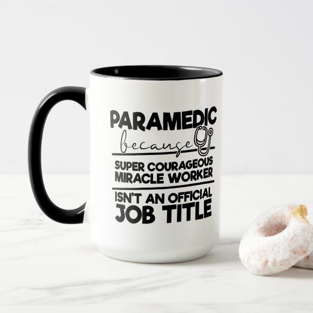 cool Paramedic word art add monogram Mug (With Donut)