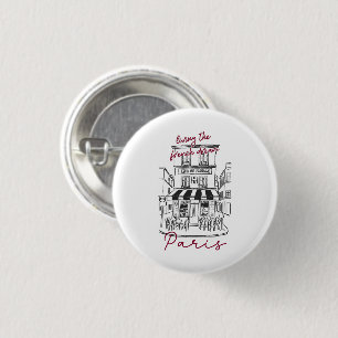 Cool Parisian Café – Iconic Paris Café Trotoir 3 Cm Round Badge