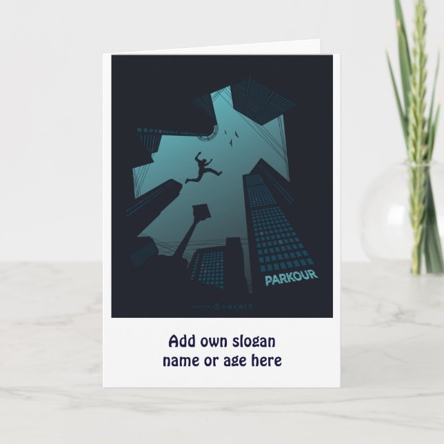 Cool PARKOUR Teen Graphics Building Roof Jumping Card (Front)