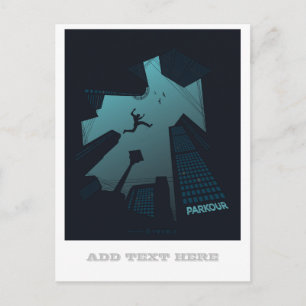 Cool PARKOUR Teen Graphics Building Roof Jumping Postcard
