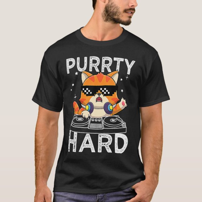Cool Party DJ Cat T-Shirt (Front)