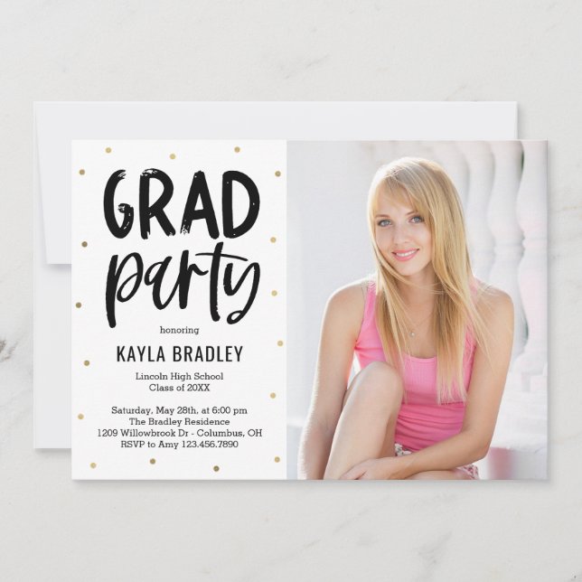 Cool Party Editable Colour Graduation Invitation (Front)