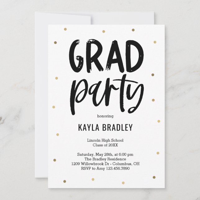 Cool Party Editable Colour Graduation Invitation (Front)