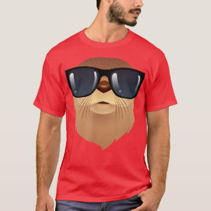 Cool Party Otter With Sunglasses Illustration Desi T-Shirt