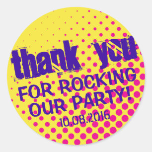 Cool Party Rock Halftone Sticker Yellow and Pink