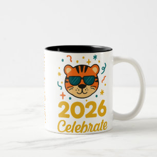 Cool Party Tiger Two-Tone Coffee Mug