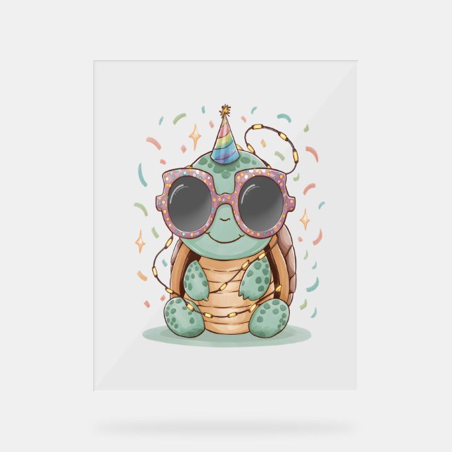 Cool Party Turtle Acrylic Sign (Front)