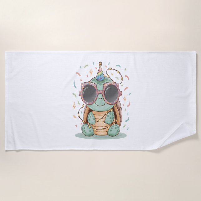 Cool Party Turtle Beach Towel (Front)