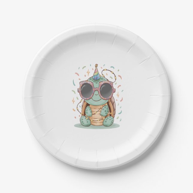 Cool Party Turtle Paper Plate (Front)