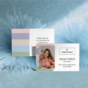 Cool Pastel Colours Logo Personal Photo Business Card