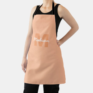 Cool pastel peach colour with Custom Monogram name Apron