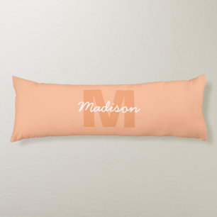 Cool pastel peach colour with Custom Monogram name Body Cushion