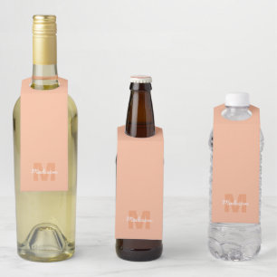 Cool pastel peach colour with Custom Monogram name Bottle Tag