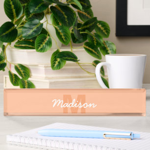 Cool pastel peach colour with Custom Monogram name Nameplate