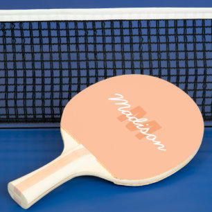 Cool pastel peach colour with Custom Monogram name Ping Pong Paddle