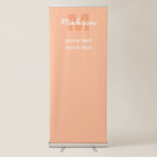 Cool pastel peach colour with Custom Monogram name Retractable Banner