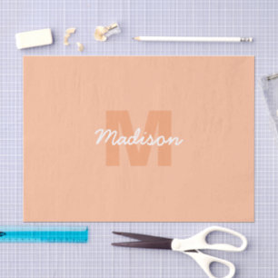 Cool pastel peach colour with Custom Monogram name Tissue Paper