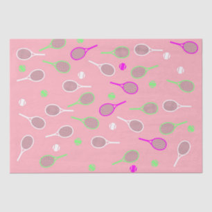 Cool Pastel Pink Retro Tennis Racquets Pattern   Tissue Paper
