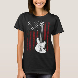 Cool Patriotic American Flag Bass Guitarist Guitar T-Shirt