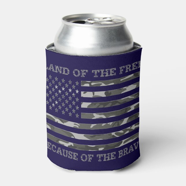 Cool Patriotic American Flag Land Of The Free Can Cooler (Can Front)