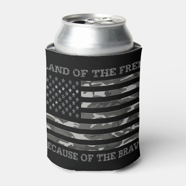 Cool Patriotic American Flag Land Of The Free Can Cooler (Can Front)