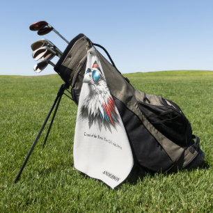 Cool Patriotic Bald Eagle  Golf Towel