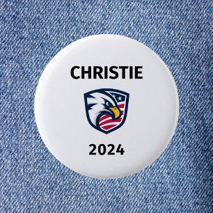 Cool Patriotic Chris Christie 2024 Election Eagle 6 Cm Round Badge