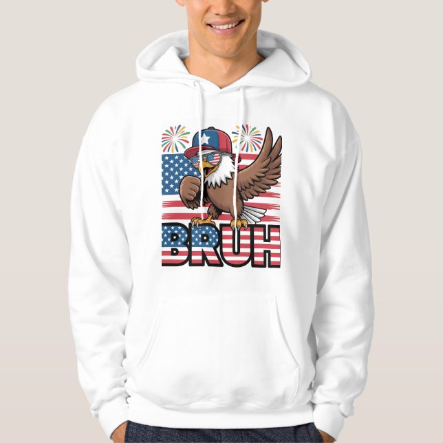Cool Patriotic Eagle Bruh Design Hoodie (Front)