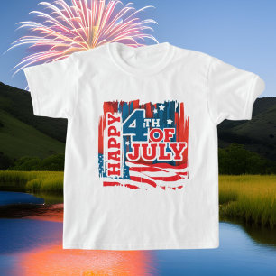 cool Patriotic Happy Fourth July unisex kids T-Shirt
