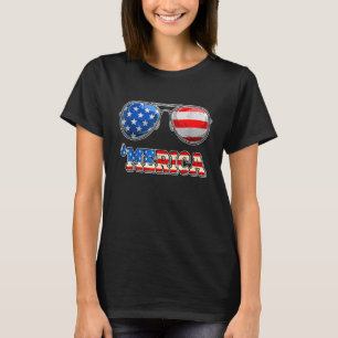 Cool Patriotic Merica Sunglasses Us Flag  4th Of J T-Shirt