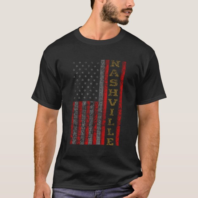 Cool Patriotic Nashville Usa Us Flag Gift Idea T-Shirt (Front)