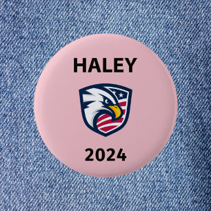 Cool Patriotic Nikki Haley 2024 Election Eagle 6 Cm Round Badge