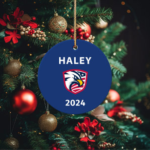 Cool Patriotic Nikki Haley 2024 Election Eagle Ceramic Tree Decoration