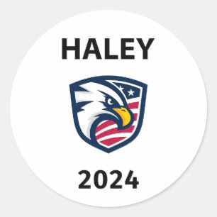 Cool Patriotic Nikki Haley 2024 Election Eagle Classic Round Sticker