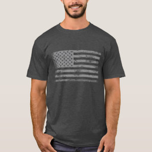 Cool Patriotic Silver Grey American Flag T-Shirt