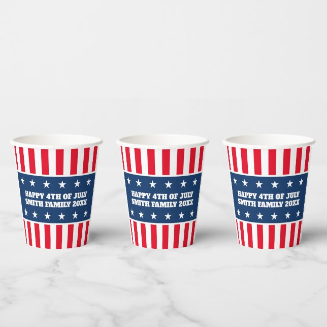Cool patriotic US flag 4th of July party custom Paper Cups (Multi)