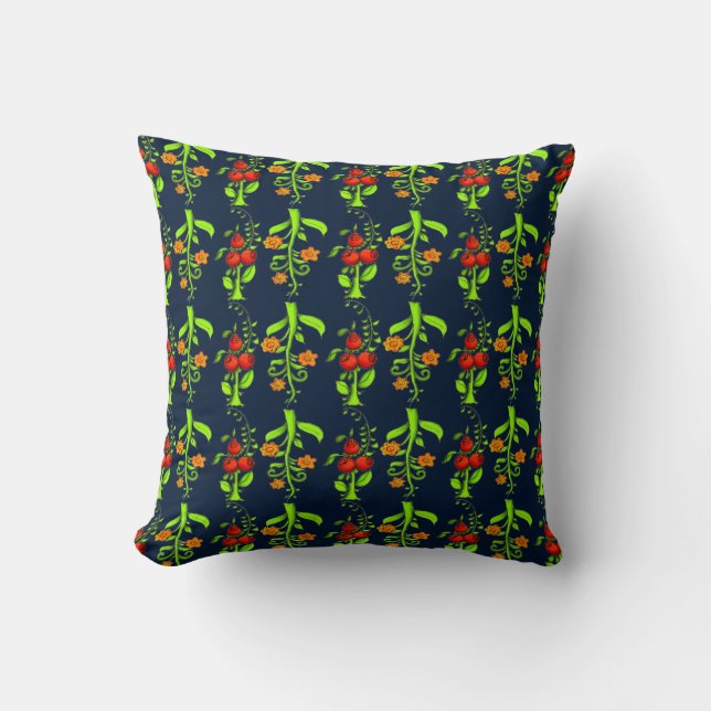 Cool Pattern Chic Colourful Blue Russian Khokhloma Cushion (Front)