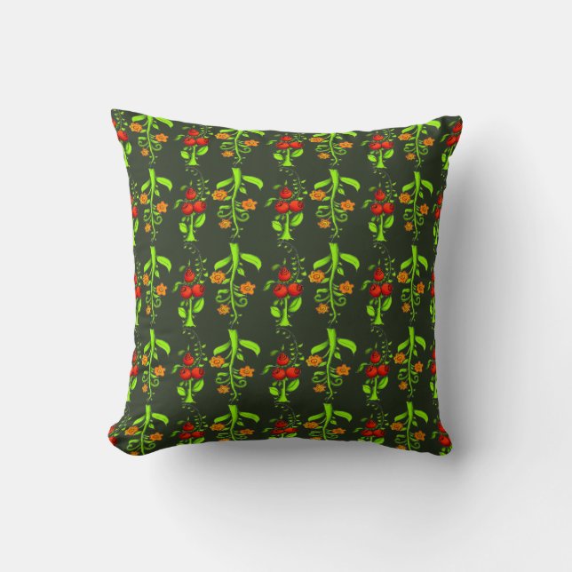 Cool Pattern Cute Colourful Green Russian Khokhlom Cushion (Front)