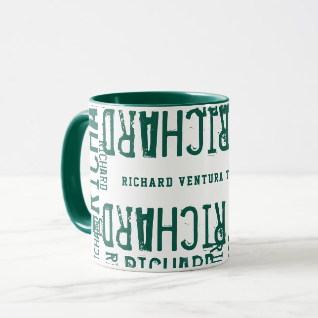 Cool Pattern Green Name Mug (Front Left)
