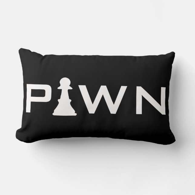 Cool Pawn Typography Chess Player Lumbar Cushion (Front)