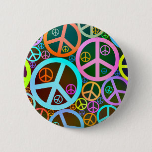 Cool Peace Love Heart 6 Cm Round Badge